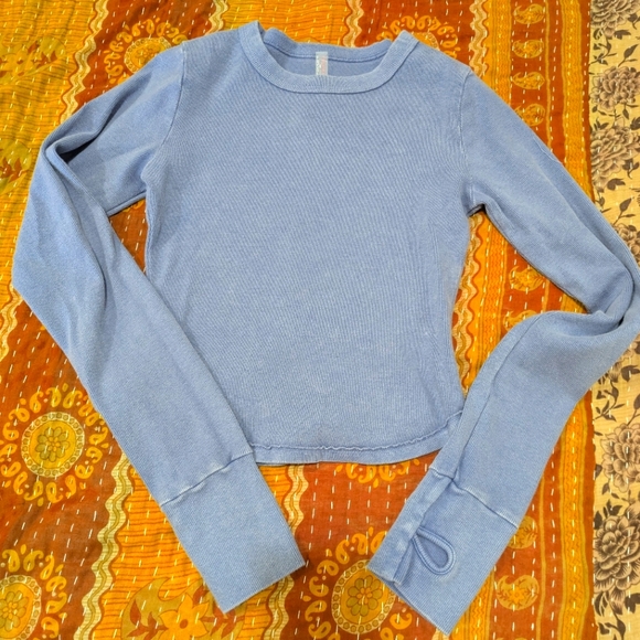 NWT Free People FP Movement Ribbed Long Sleeve Logo Baby Tee in Easter Egg 🐣 S - Picture 9 of 9